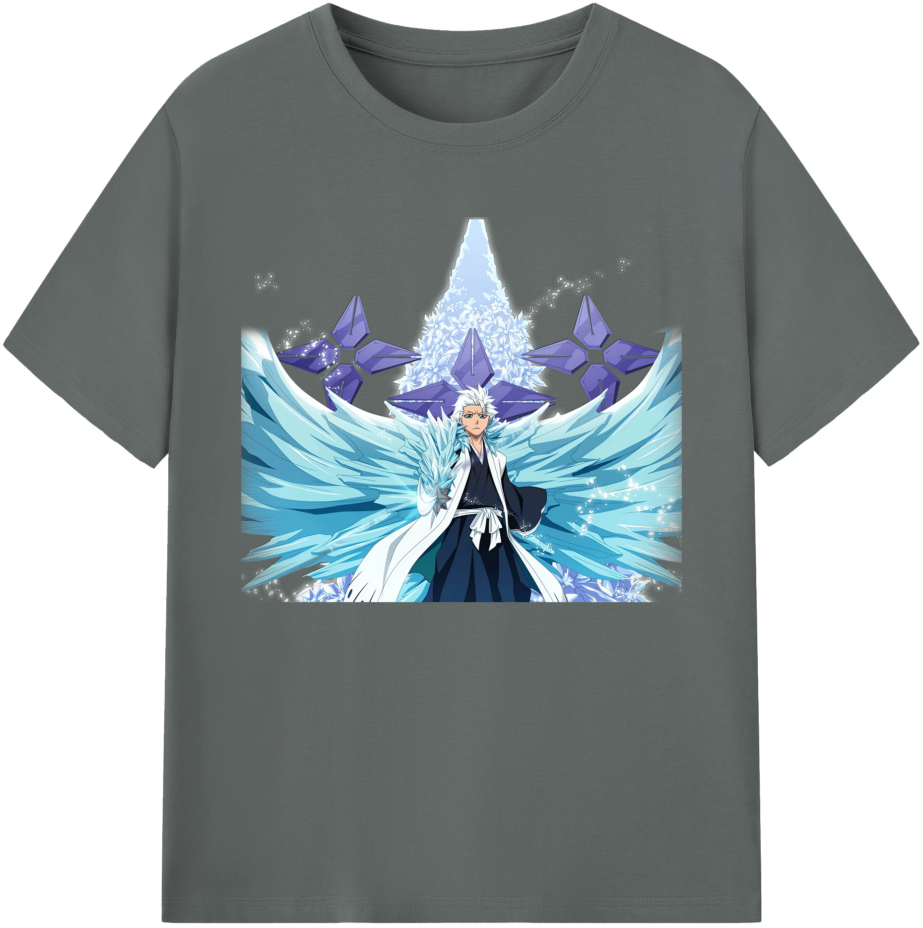 （画像用） ブリーチ 日番谷冬獅郎（ひつがや とうしろう） BLEACH Hitsugaya Toushirou 綿100％ メンズ半袖Tシャツ｜肌触りやわらか＆通気性